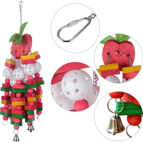 Birds Chewing Toy Parrot Chew Toy with Bell Bird Cage Hanging Training Toy Accessories for Large Medium Birds
