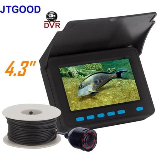 JTGOOD Underwater Fish Finder Video Camera for Fishing 1000TVL 4.3"Monitor 8 Infrared IR LED 8500MA Battery Long Time Using
