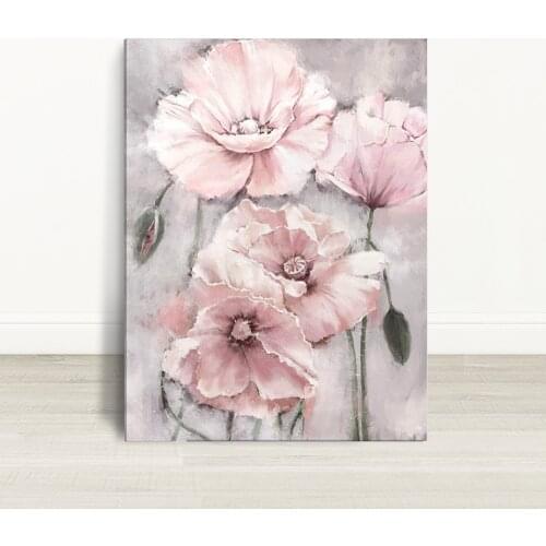 Flower Canvas Painting Pink Grey Floral Posters Prints Wall Art Pictures for Nordic Farmhouse Bathroom Living Room Home Decor