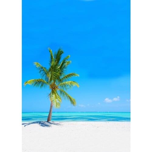 Coconut Tree Sea Sand Beach Photo Backdrop Vinyl Scenic Fond Background for Baby Children Portrait Photobooth Photography Props