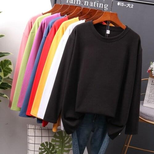 Anbenser Korean Hoodies Cotton Womens Basic Sweatshirt Casual Long Sleeve Top Female Solid Pullover With Long Sleeves Plus Size