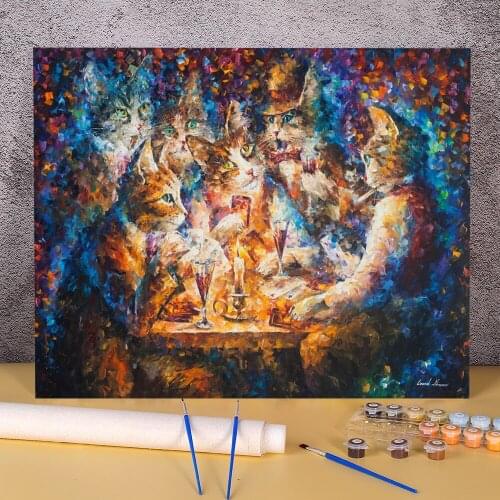 Cat Bridge DIY Paint By Numbers Package Oil Paints 40*50 Canvas Painting Handmade Children Handiwork Drawing