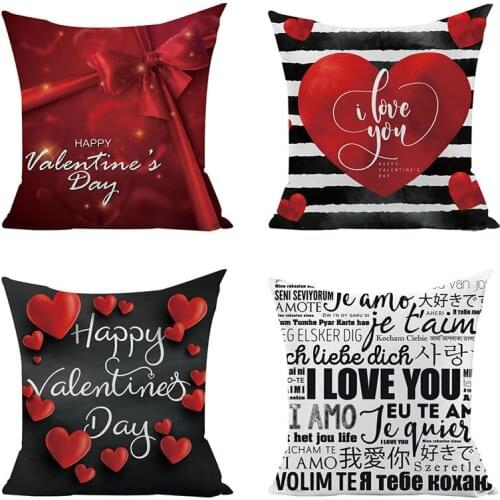 Valentines Day Colorful Cushion Cover Throw Pillow Case for Home Chair Sofa Decoration Square Pillowcases