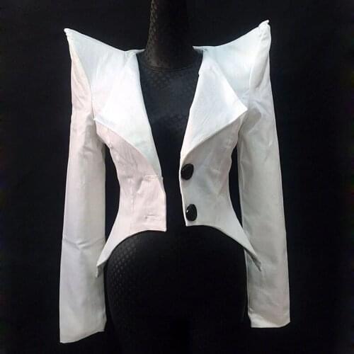 White short jacket female singer DJ stage show Jacket ds Performance costume jazz dance wear
