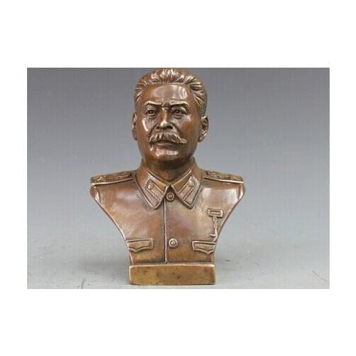 Copper Brass CHINESE crafts Asian Western Bronze Copper Politician Joseph Vissarionovich Stalin Bust Art Statue