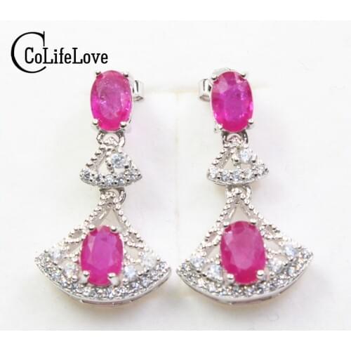 Fashion ruby drop earrings for party 4 pcs natural Africa ruby earrings solid 925 silver ruby earring romantic gift for wife