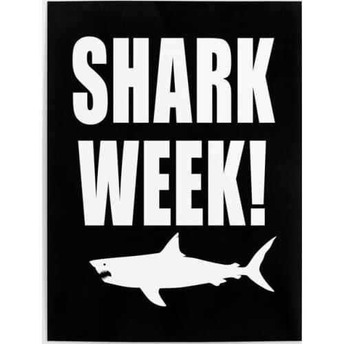 Shark Week Black White Cartoon Canvas Hd Prints Pictures Wall Artwork Painting Home Decor Modular Poster Framed For Living Room