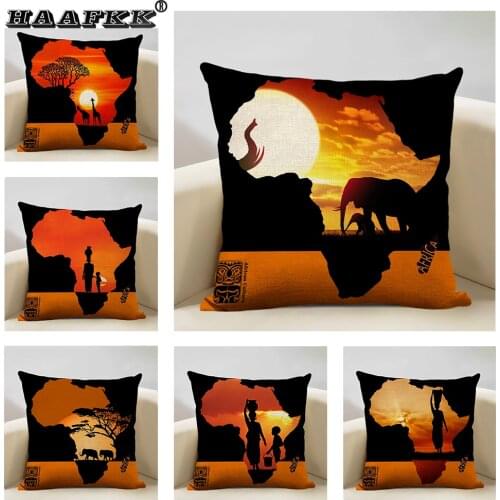 African art cushion cover, 45x45cm pillows, patterns composed of exquisite landscapes and maps, decoration of home bedside sofa