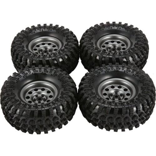 4Pcs 2.2 Inch Metal Beadlock Wheel Rim& Wheel Tires for 1/10 RC Crawler Axial SCX10 RR10 90053 AX10 Wraith 90056 90045