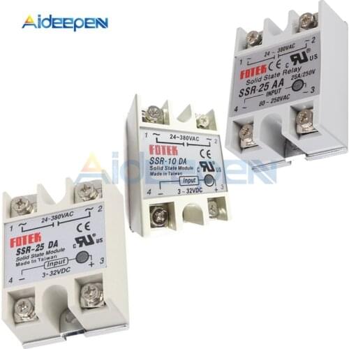 SSR-10DA/25DA/40DA/50DA/60DA SSR-10AA/25AA/40AA/60AA/100AA DC/AC Control AC SSR White Shell Single Phase Solid State Relay