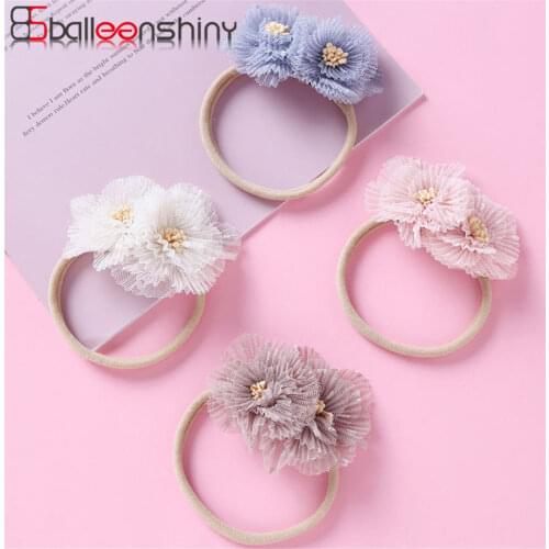 Balleenshiny 2pcs/set Nylon Cloth Flower Handmade Super Soft Baby Girl Headband Birthday Party Headdress Kids Baby Accessories