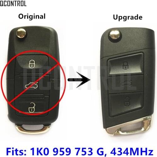 QCONTROL Upgrade Remote Key for SEAT Altea/Leon/Toledo 1K0959753G / 1K0 959 753 G / 753G 434MHz