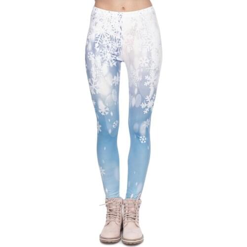 Christmas Series Women Legging Falling Snow Printing Fitness Leggings Fashion Elegant High Waist Woman Pants