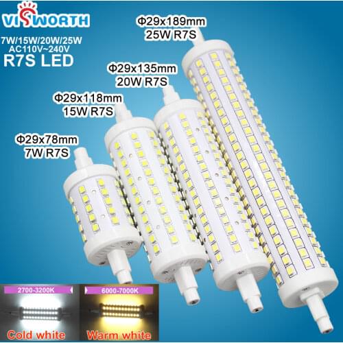 7W 15W 20W 25W R7S Led Bulb 78MM 118MM 135MM 189MM SMD2835 360 Degree Corn Light Ac 110V 220V Leds Bulb Replace Halogen Lamp