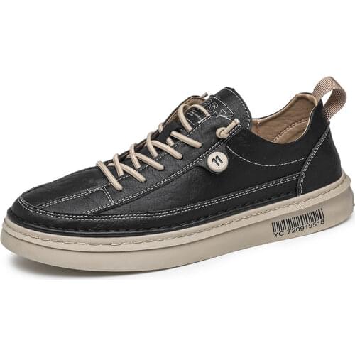 Spring Trendy Men Shoes Mens PU Leather Casual Shoes Wild Men Skateboard Shoes Waterproof Non-slip Breathable Board Shoes