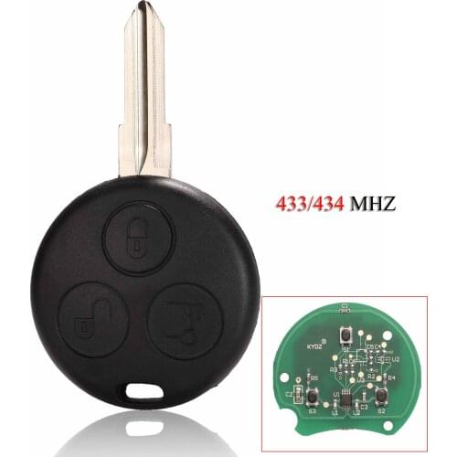 Kutery 5PCS/Lot Remote Smart Car Key For Mercedes-Benz Smart Fortwo Forfour Roadster City Coupe Crossblade 3Buttons 433Mhz