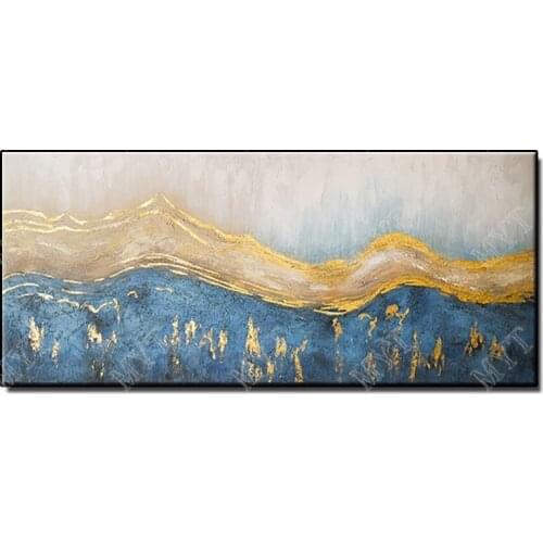 Unique gift Abstract Knife gold line beautiful Picture Home Decor Wall Art Hand Painted Oil Painting on Canvas for living room