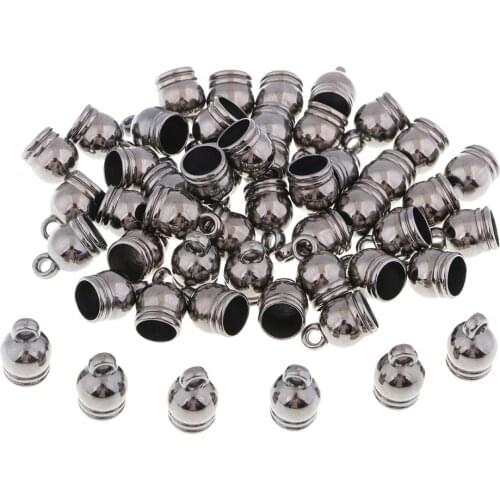 50pcs Leather Cord End Cap Bead Loop Barrel Clasp for Jewelry Making (Fit 8mm