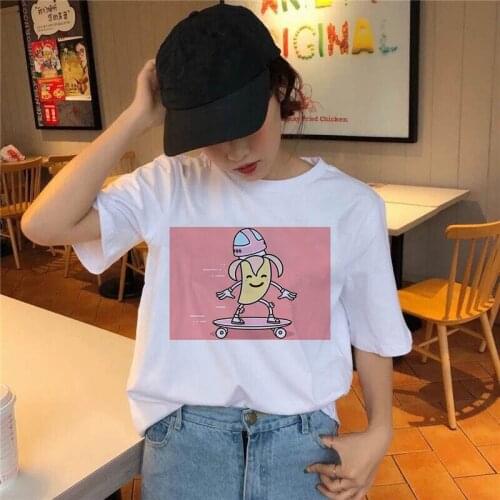 Women cartoon Banana Printed T shirt Women Short Sleeve Summer Lady Tops T-Shirt Short Sleeve Fun Ulzzang T-Shirt