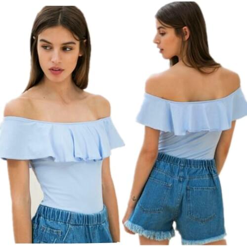 2020 women Slash Neck Top Off the Shoulder Tops Short Sleeve cotton T Shirt Female Elegant ruffles Top plus size s-5xl 6xl