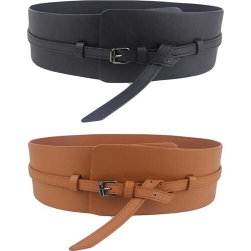 Women Ladies Fashion Super Wide Faux Leather Corset Waistband Belt (Black/Brown) BLTLL0031