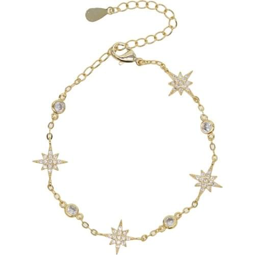 Star charm cz station chain bracelet fashion jewelry for women girl high quality