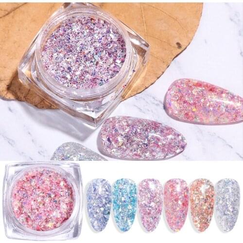1Set Holographic Nail Glitter Set Powder ons Dust Gel Nail Art Pigment DIY Flake Nail Art Decorations Dust Gel Manicure Pigment