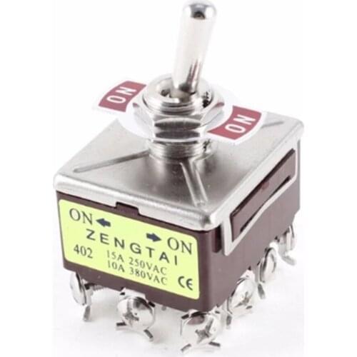 1pcs AC 15A/250V 10A/380V 2 Way On/On 4 Pole Double Throw 4PDT Toggle Switch 12 screw terminals