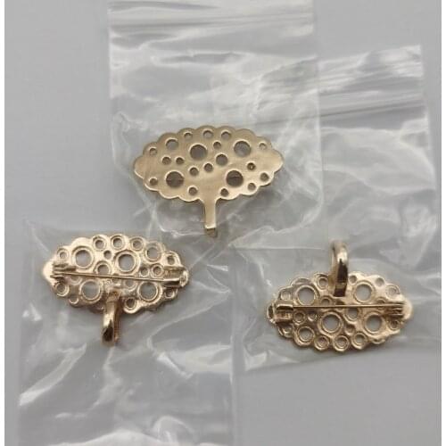 10pcs 34*25mm cast copper flower brooch base pinCharm Clothes DIY Christmas Jewelry Brooch Accessory