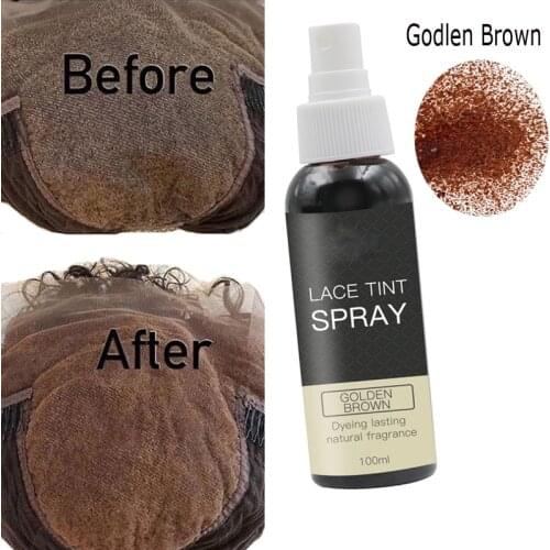 100ml Lace Tint Spray for lace Wigs Closure and Dark Brown Middle Brown Light Brown For Different Skin make lace Wigs natural