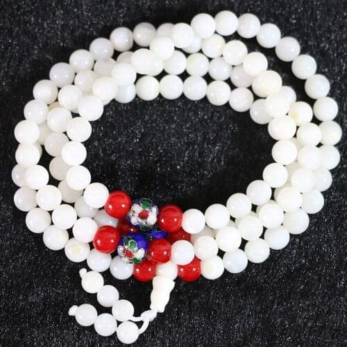 16 style multilayer 6mm 108 beads bracelets bangle women multicolor conch shell round wrap genuine fashion statement jewelry A3