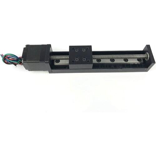 24V 0.6A 50/100mm Mini Linear Module Sliding Table T6 Leadscrew 1mm Pitch w/ Nema11 Stepper Motor 120MM/MIN Linear Guides Black
