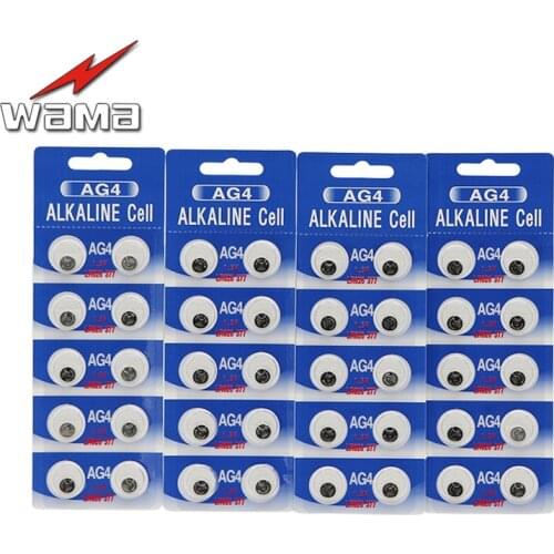 40pcs/4pack Wama AG4 LR626 377 1.5V Alkaline Button Cell Coin Battery Disposable Calculator Toys