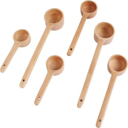 50Pcs/Lot Long Handle Wooden Measuring Spoon Wooden Coffee Spoon Kitchen Soup Spoons Home Kitchen Measuring Tools