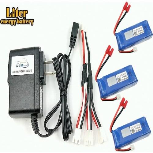 7.4v 3000MAH 903480 25c For X8W X8G X8HC X8HW X8HG parts charger battery RC Quadcopter parts Charger+1 to 3 wire+ 3 battery