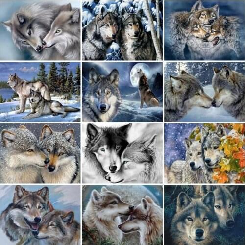 AZQSD 5d Diamond Embroidery Wolf Winter Mosaic Handmade Gift Diamond Painting Animals Cross Stitch Needlework Home Decor