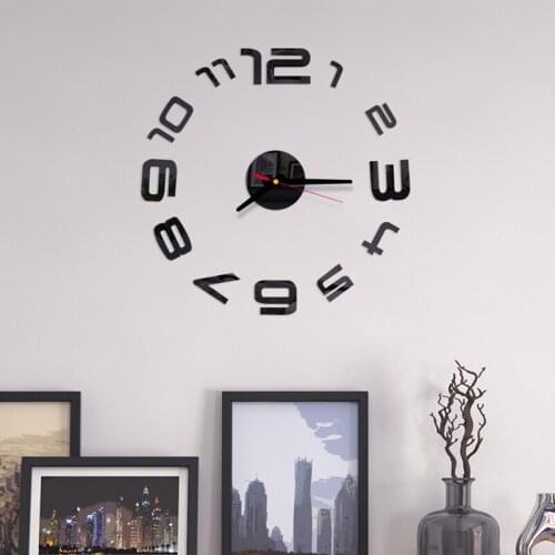 Large Wall Clocks Watch DIY Mirror Wall Clock 3D Sticker Home Office Room Decoration Quartz Needle Clock