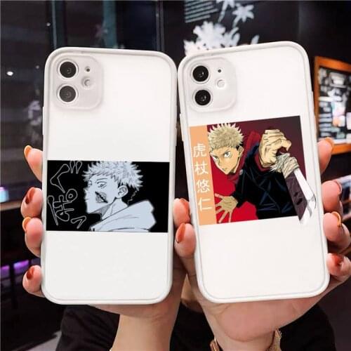 Japan Anime Jujutsu Kaisen Phone Case For iPhone 12 11 Mini Pro XR XS Max 7 8 Plus X Matte transparent White Cover