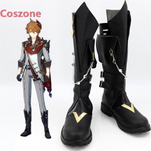 Genshin Impact Tartaglia Black Cosplay Shoes Boots Halloween Carnival Cosplay Costume Accessories Version 2