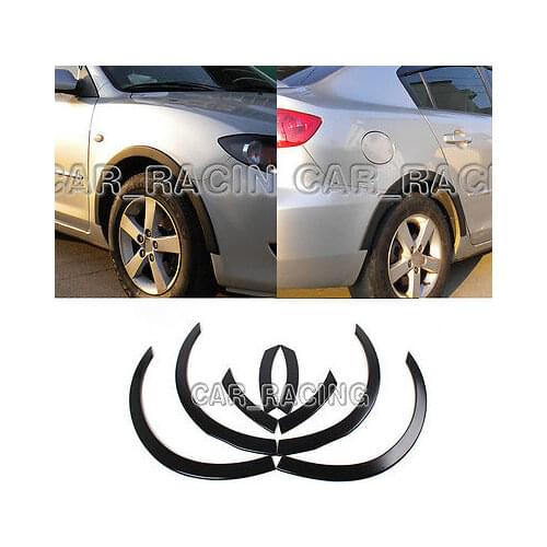 Black PU Wheel Arch Fender Flares Trim 8Pcs/Set Fit for Mazda 3 2006-2010