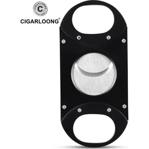 CIAGARLOONG New Black Cigar Cuuter Guillotine Cigarette Cutting Tool Gift Box Metal Cigar Cutter CLE-0321