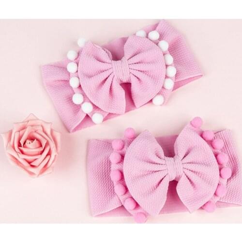 Baby Accessories Infant Baby Girl INS Cute Bow Headband Newborn Solid Headwear Headdress Nylon Elastic Hair Band Gifts Props