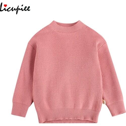 Childrens Sweater, Infants Low Collar Solid Color Pullover Striped Pit Bar Long Sleeve Top Unisex Sweater Solid Top 1-6 Years
