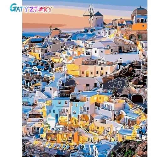 Gatyztory Painting By Numbers Seaside Coloring By Numbers Landscape Drawing On Canvas Acrylic Paints Home Decoration Framed