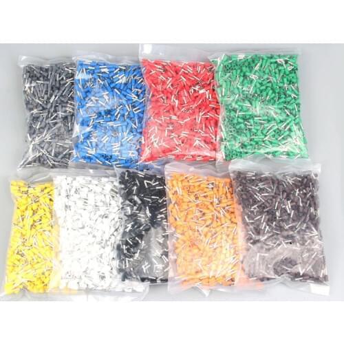 Free shipping 1000pcs E0508 E7508 Tubular Wire Cold Pressure Terminal Connector Electrical Terminals E1008 E1508 terminator
