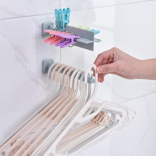 2pcs/set Creative Storage Racks Clothes Clip Storage Hanger Holders Racks Plastic Home Punch Free Space Saving Wall Hanging Rack