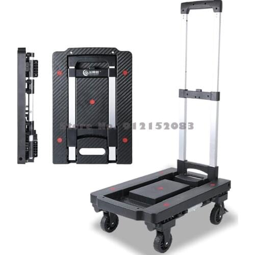 Small Cart Foldable Pink Small Cart With Brake Portable Push-pull Trailer Household Grocery Shopping Trolley