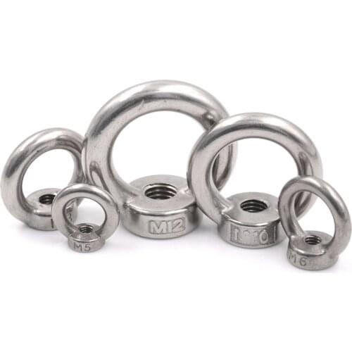 Marine Lifting Eye nut Ring Nut Loop Hole for Cable Rope Lifting One Piece M5/M6/M8/M10/M12 Eye Nut Stainless Steel
