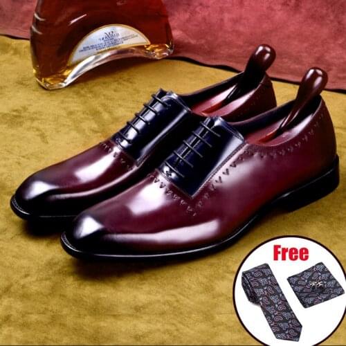Men leather shoes business dress suit shoes men brand Bullock genuine leather black laces wedding mens shoes Phenkang