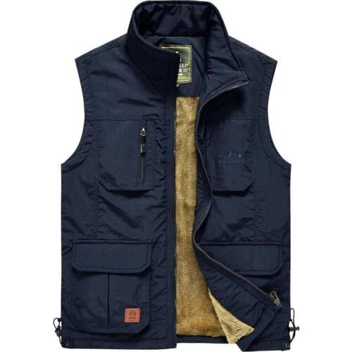 Spring Winter Outdoor Sports Vest Camera Photography Waistcoat with Fleece Lining Multi-pockets Quick Dry Reporter Vest M-5XL